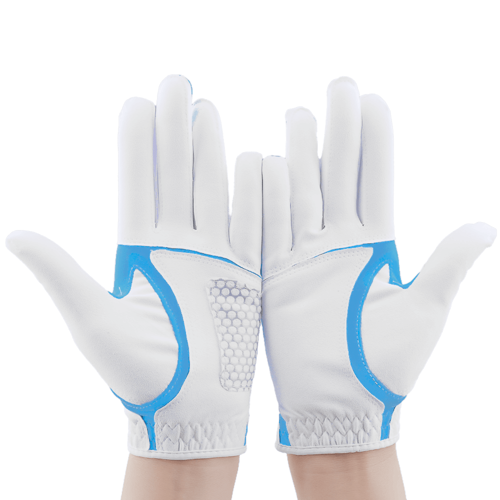 PGA children's golf elastic cloth non-slip gloves (white and light blue)