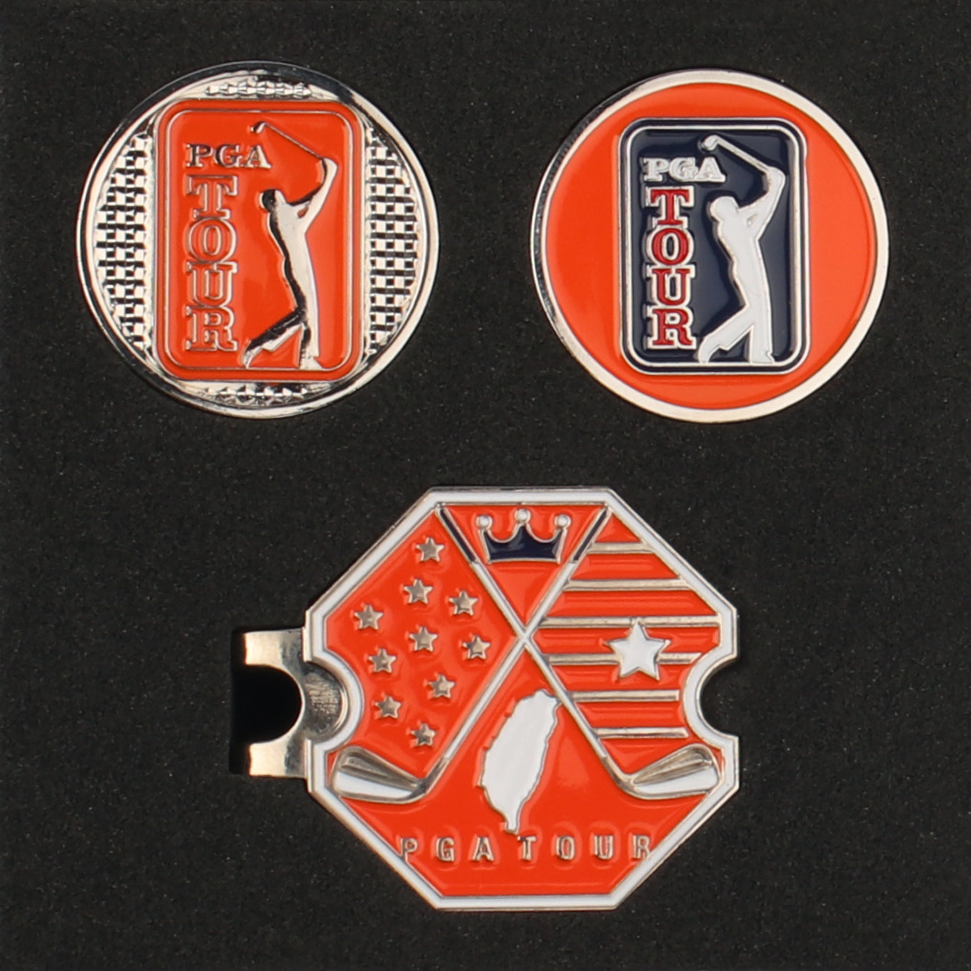 PGA六角底座+雙帽夾(橘)