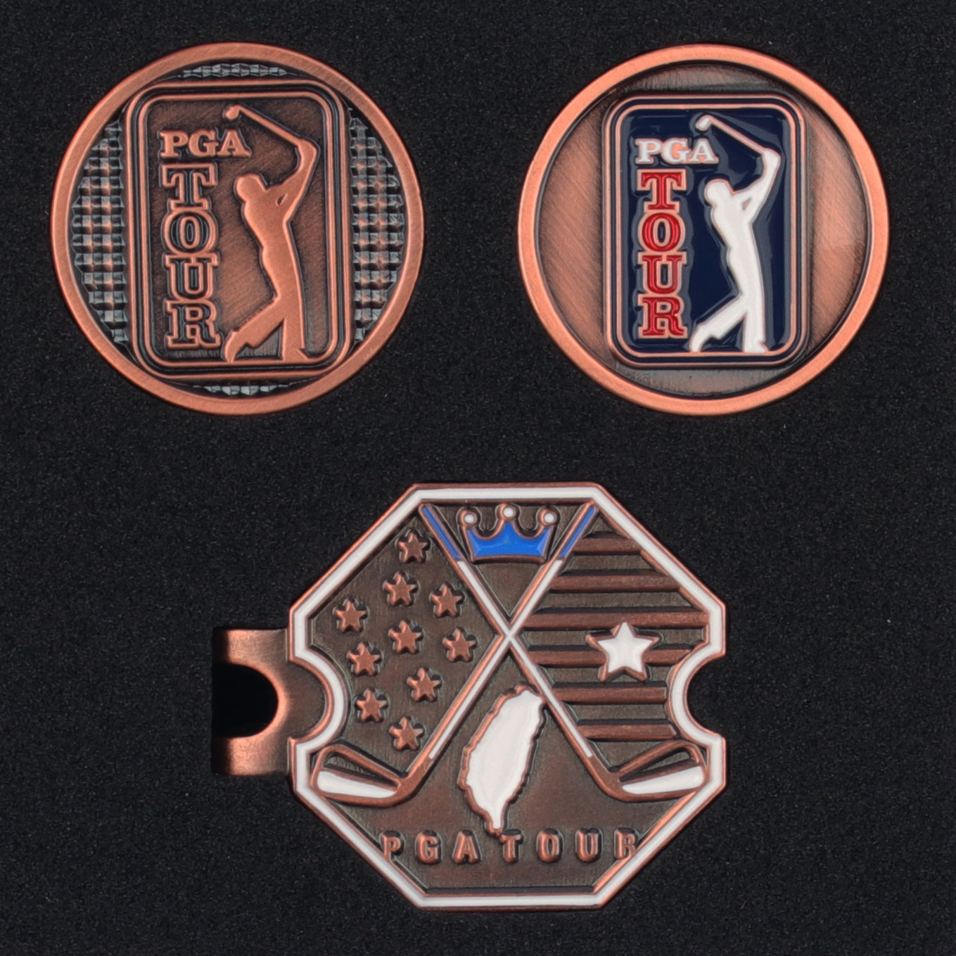 PGA hexagonal base + double cap clip (bronze)