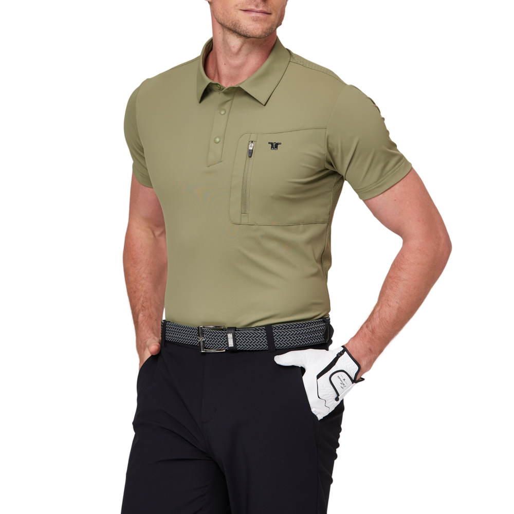 Zippered pocket breathable short-sleeved shirt