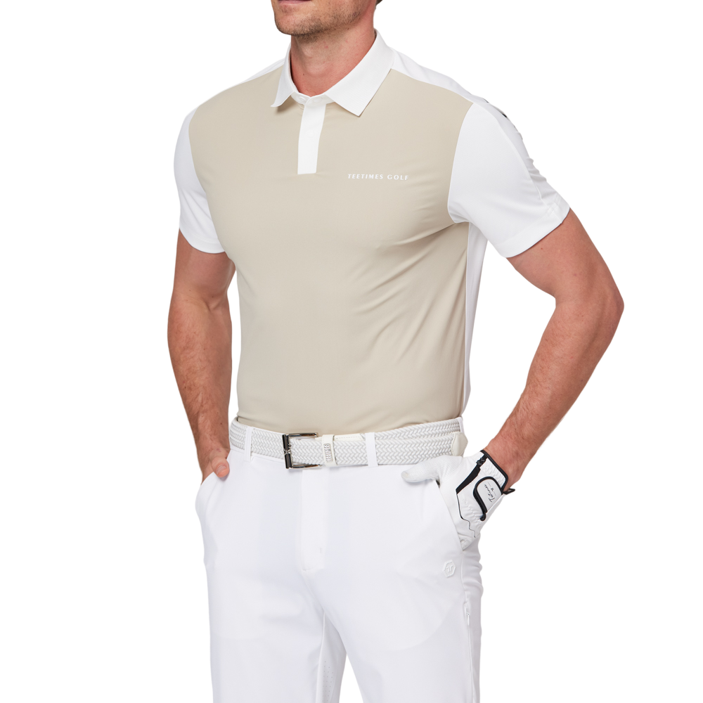 Color-blocked short-sleeved shirt