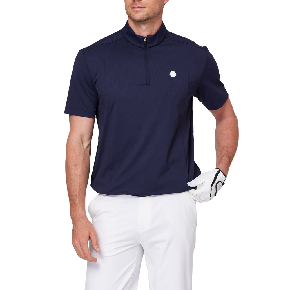 Stand-up collar, half-open short sleeves