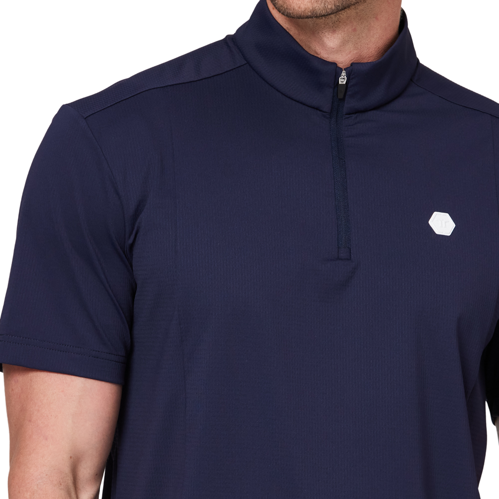 Stand-up collar, half-open short sleeves