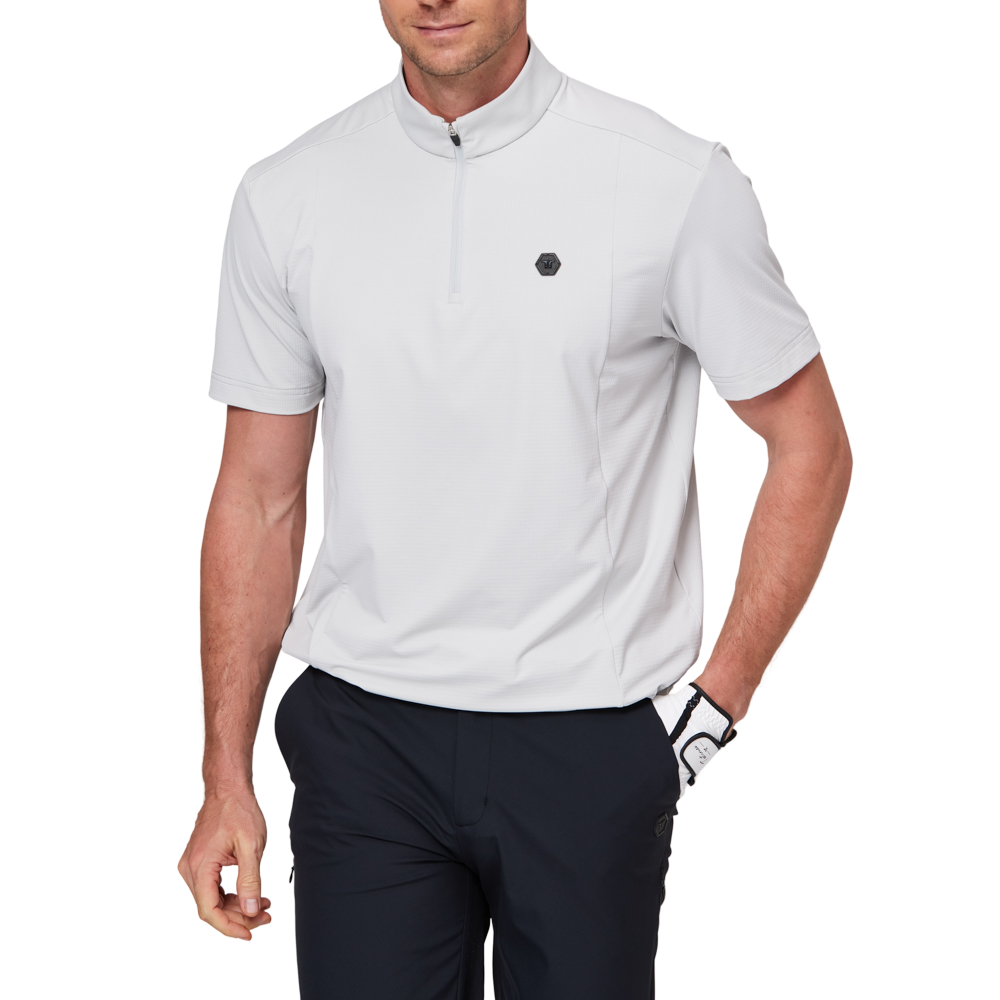 Stand-up collar, half-open short sleeves