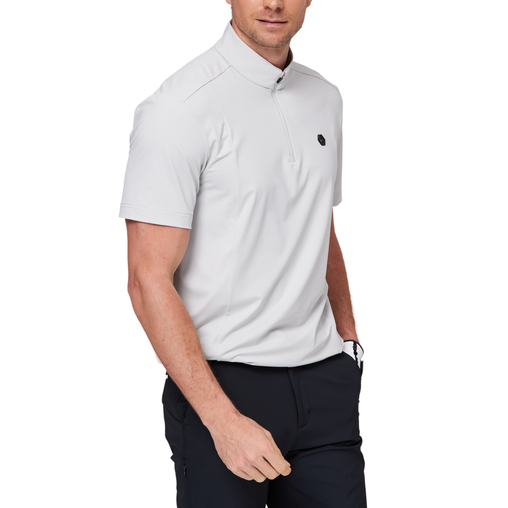 Stand-up collar, half-open short sleeves