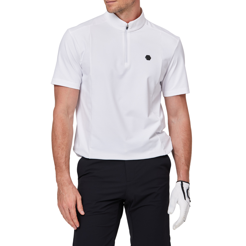 Stand-up collar, half-open short sleeves