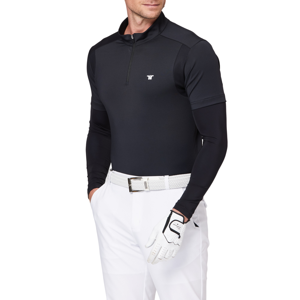 Stand-up collar half-open sleeve sweater