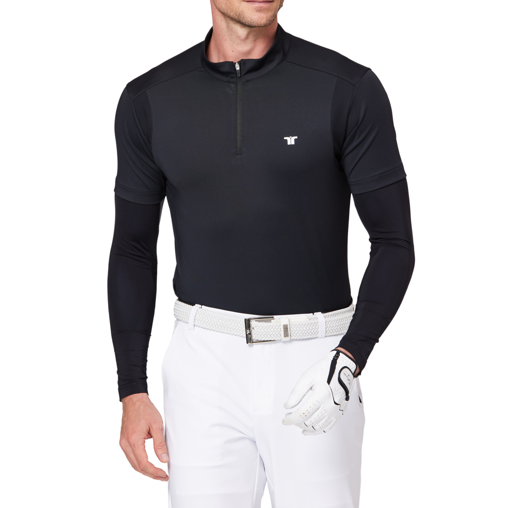 Stand-up collar half-open sleeve sweater