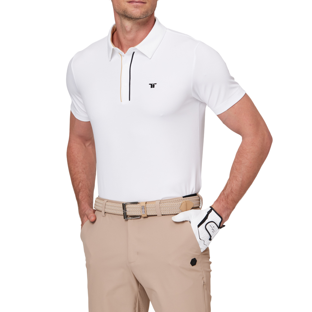 Color-blocked placket functional short-sleeved shirt