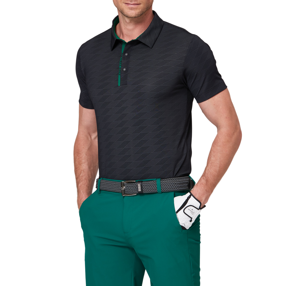 Diamond-patterned cool jacquard short-sleeved shirt