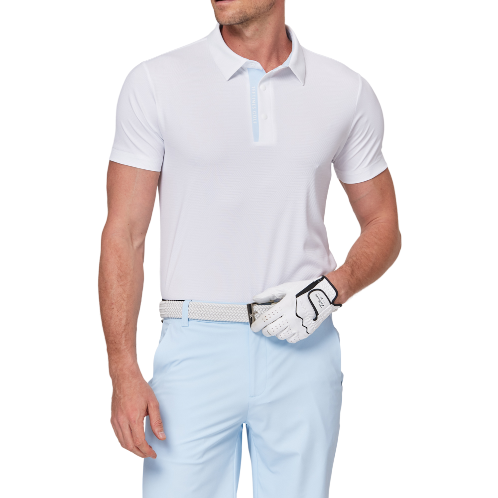 Diamond-patterned cool jacquard short-sleeved shirt