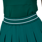 レディース ジップアップカラー半袖トップス（ダークグリーン）