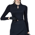 Cooling stand-up collar ice silk sun-protective raglan sleeve women's top (black)