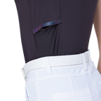 Cooling, perforated, breathable, turn-down collar women's short-sleeved top (dark brown/grey)