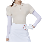 ビーズカラー、シルク仕上げ、半袖ブラウス（カーキ）