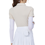 ビーズカラー、シルク仕上げ、半袖ブラウス（カーキ）