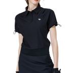 カジュアルな長袖のゆったりとしたレディース半袖トップス（ブラック）