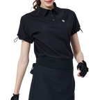 カジュアルな長袖のゆったりとしたレディース半袖トップス（ブラック）