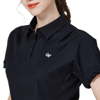 カジュアルな長袖のゆったりとしたレディース半袖トップス（ブラック）