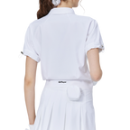 Casual long-sleeved loose-fitting women's short-sleeved top (white)