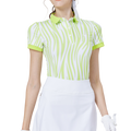 Striped collared short-sleeved top for women (light green)
