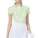 Striped collared short-sleeved top for women (light green)