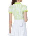 Striped collared short-sleeved top for women (light green)
