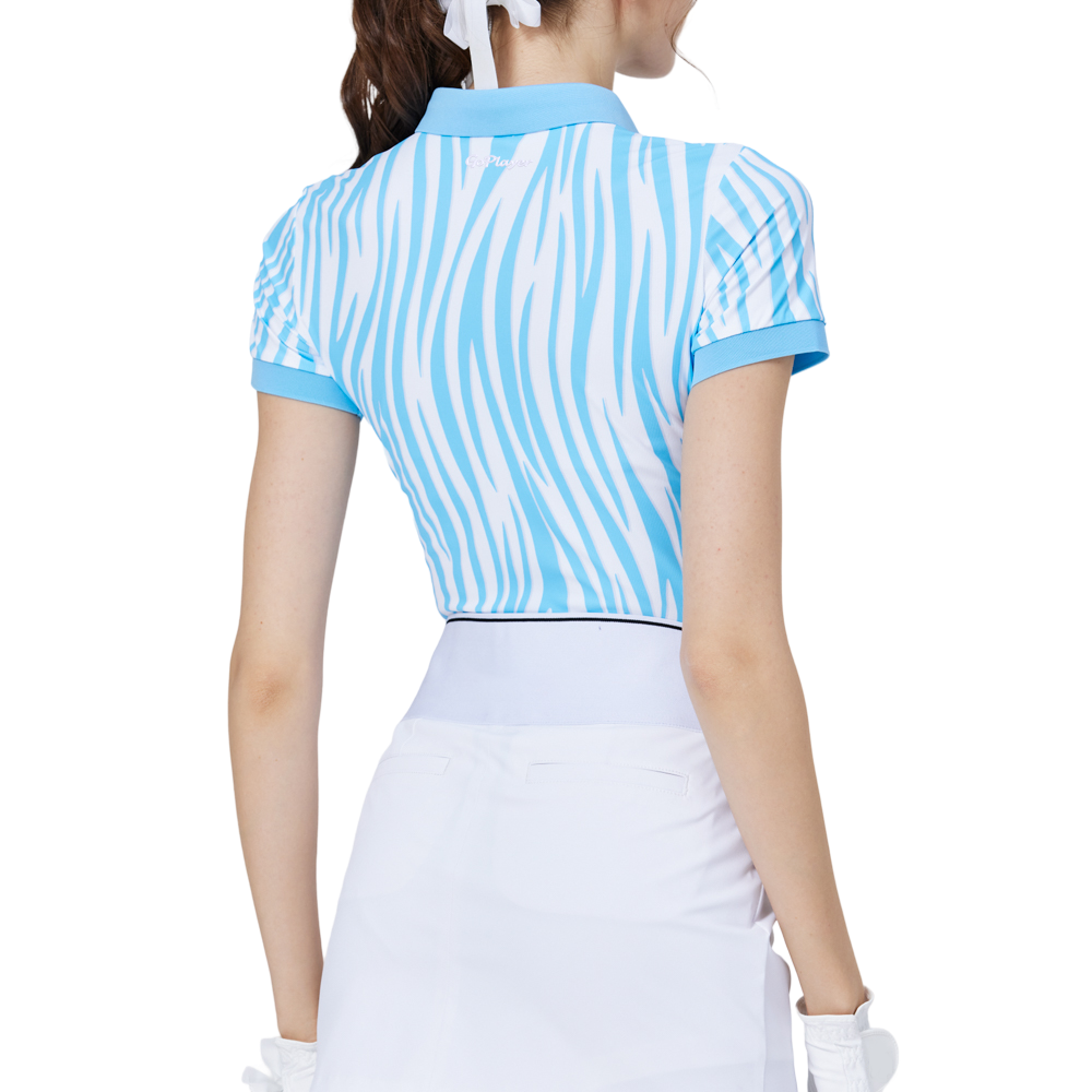 彩條翻領女短袖上衣(彩蘭)