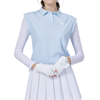 寬鬆版假兩件涼感女連袖無袖衣(淺藍)