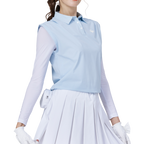 寬鬆版假兩件涼感女連袖無袖衣(淺藍)