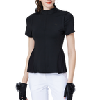 小百褶長版寬鬆女短袖上衣(黑)