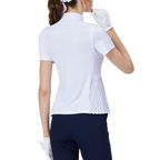 小百褶長版寬鬆女短袖上衣(白)