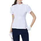 小百褶長版寬鬆女短袖上衣(白)