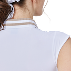 クールフィット、ウエストにフィット、カレッジネック、ノースリーブトップス（ホワイト）