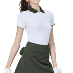 White women's short-sleeved top with contrasting collar
