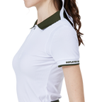 White women's short-sleeved top with contrasting collar