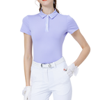 High-elasticity, soft, collared short-sleeved top for women (purple)