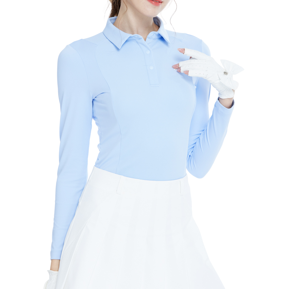 トーナルカラーブロックの長袖トップス（ピンクとブルー）