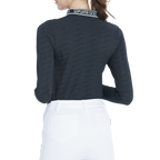 針織緹花領長袖上衣(黑)