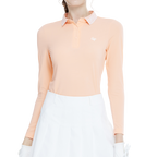 Knitted jacquard collar long-sleeved top (orange)