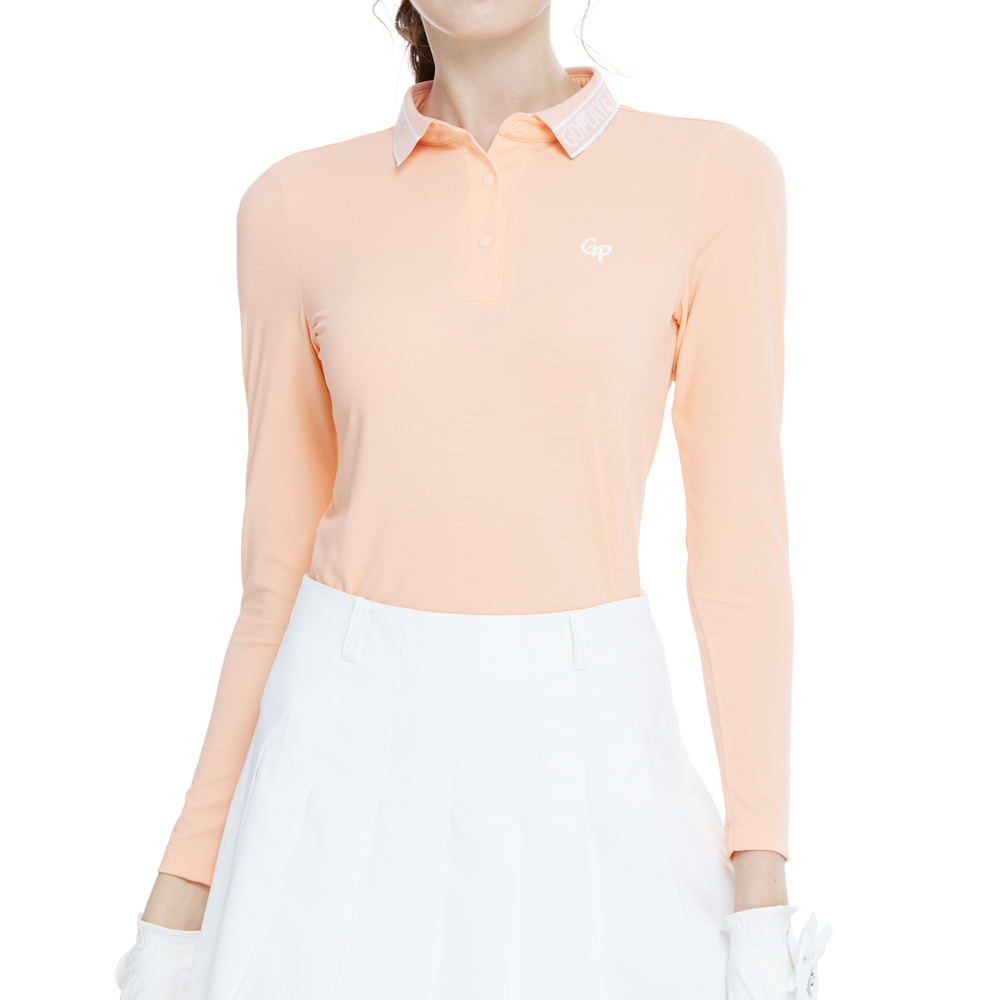 Knitted jacquard collar long-sleeved top (orange)