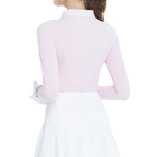 Knitted jacquard collar long-sleeved top (pink)