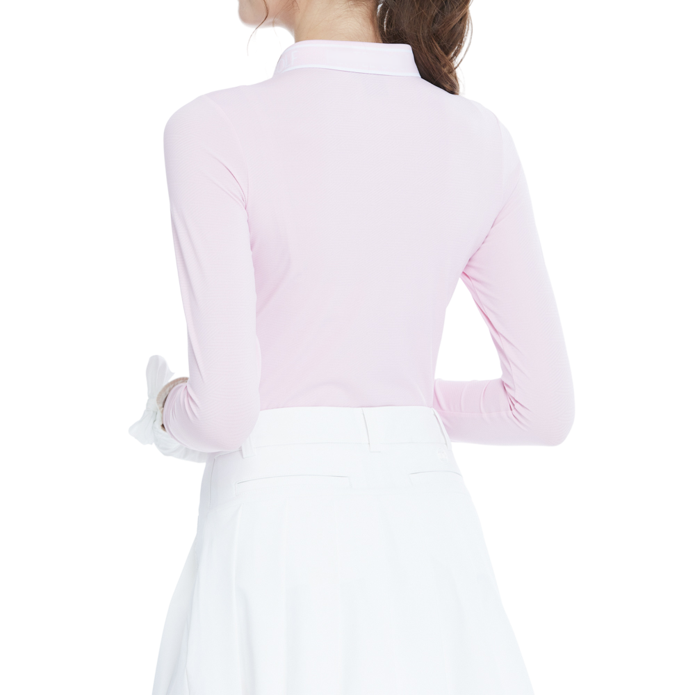 Knitted jacquard collar long-sleeved top (pink)