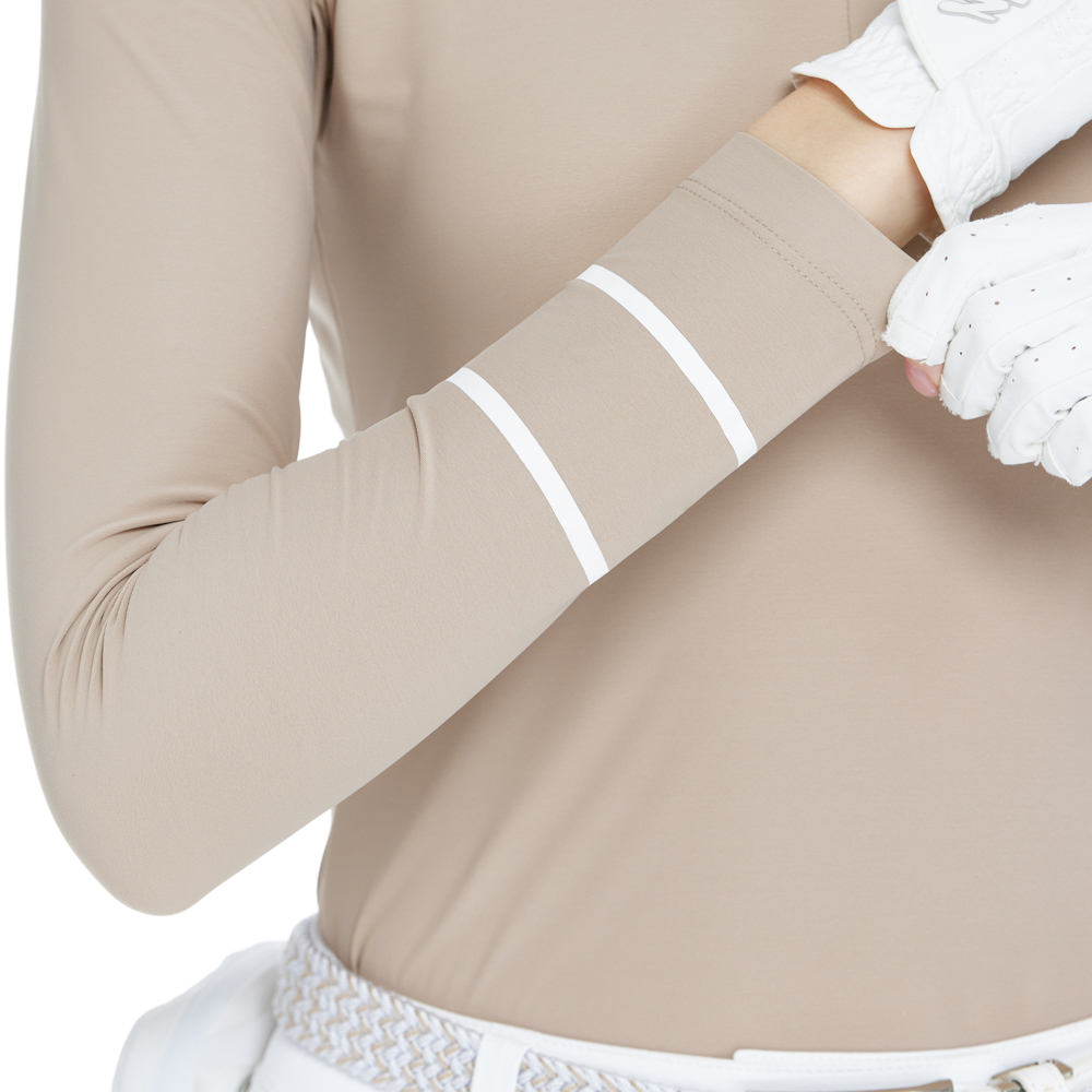 Collared brushed long-sleeved top (khaki)