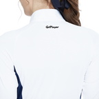 拉鍊立領拼色長袖上衣(白)