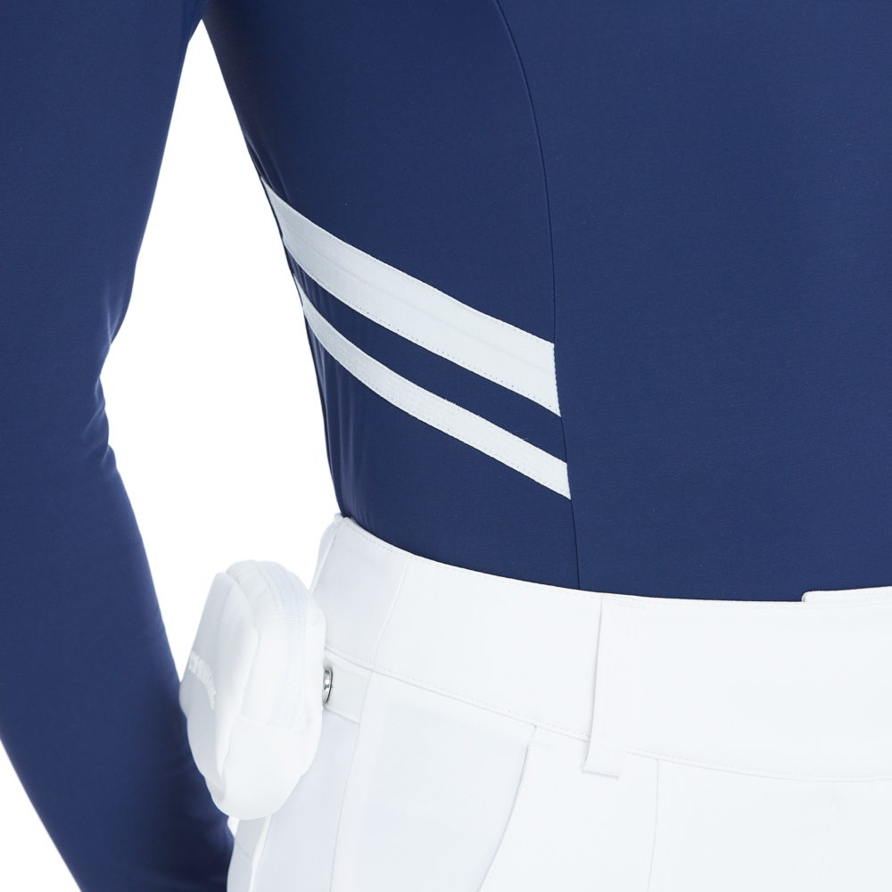 Collared, fitted waist, long-sleeved top (royal blue)