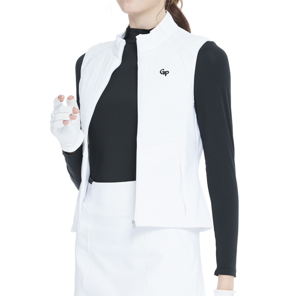 White down sleeveless golf vest