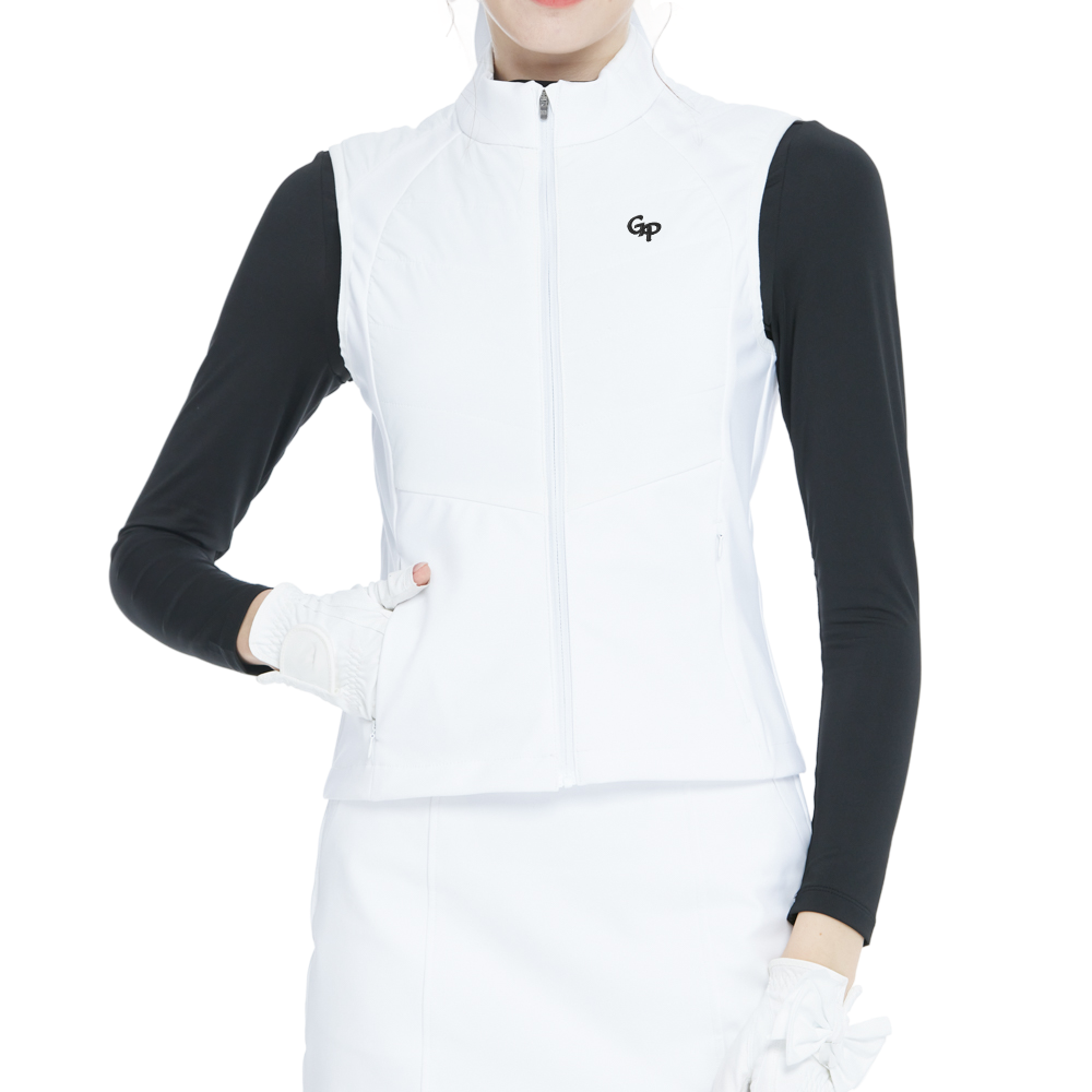 White down sleeveless golf vest