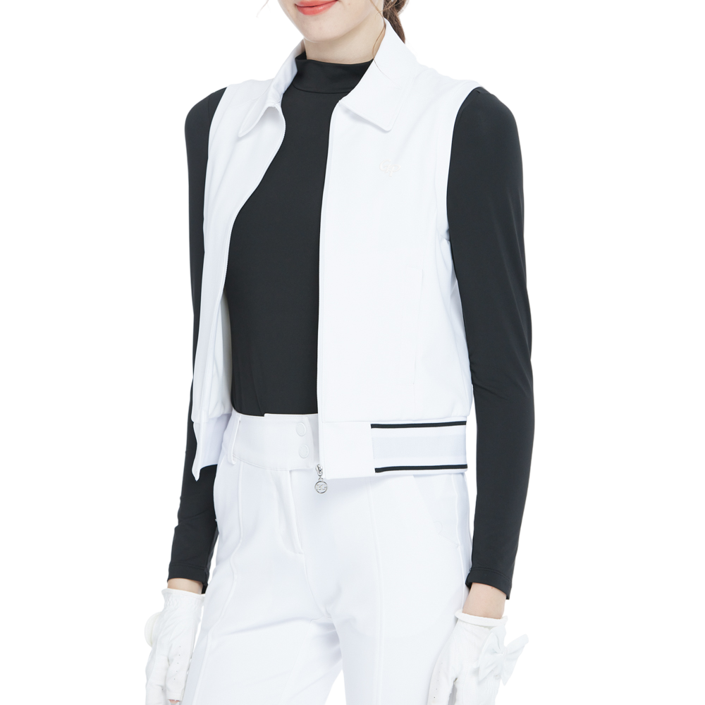 Short-sleeved double-layered vest (white)