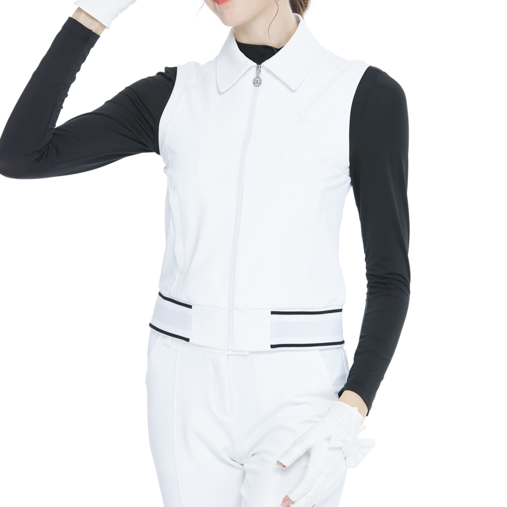 Short-sleeved double-layered vest (white)